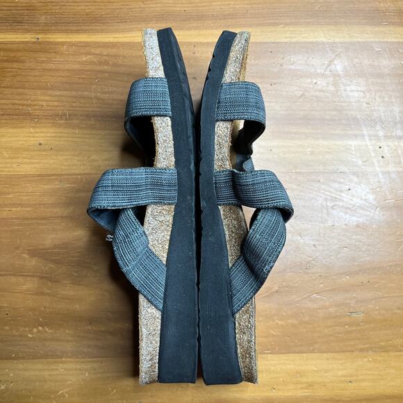 Naot Women's Naomi Gray Tan Black Slip On Criss Cross Wedge Sandal Size 41 - Picture 3 of 7